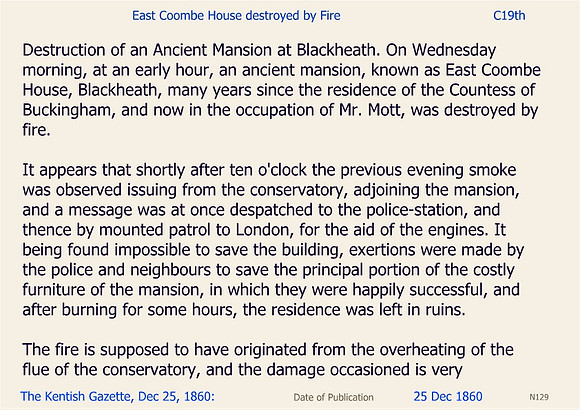 N129 East Coombe House destroyed