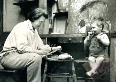 Joan Eardley in her Studio